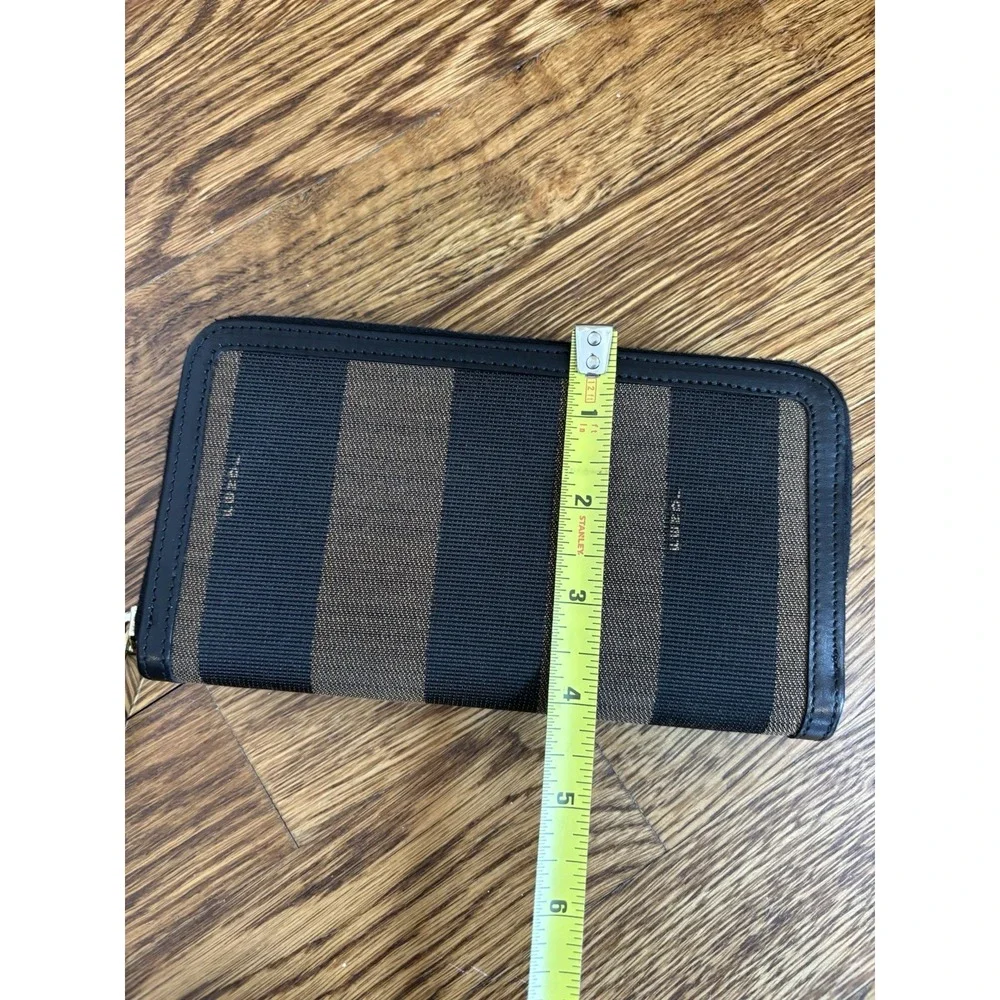 Fendi Pequin Canvas Continental Wallet Authentic EUC Zip Close Brown Made Italy - Picture 14 of 14